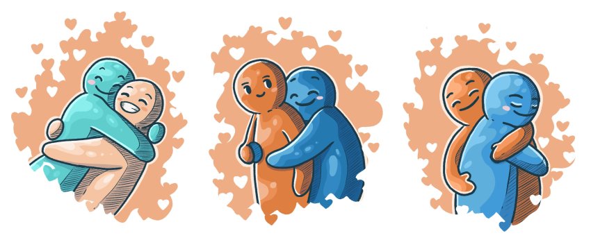 illustration över figurer som kramas