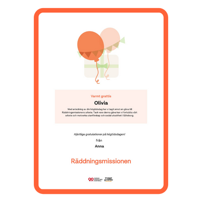 Gåvobevis högtidsgåva
