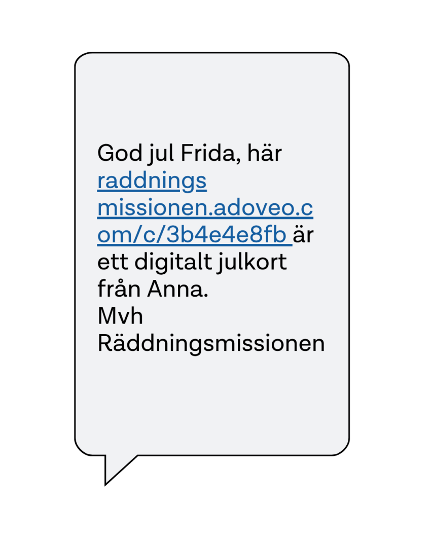 mottagaren får julkortet via SMS