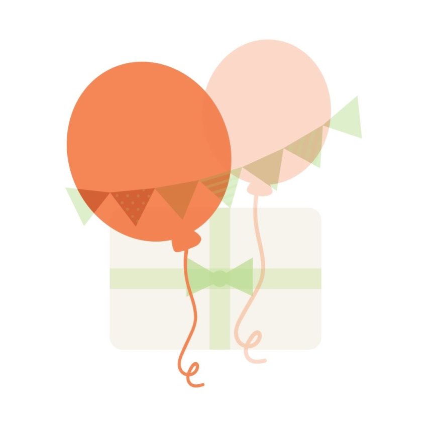 motiv med ballonger som visas på gåvobevis för högtidsgåva