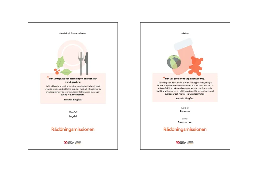 exempel på gåvobevis med jultema från gåvoshoppen