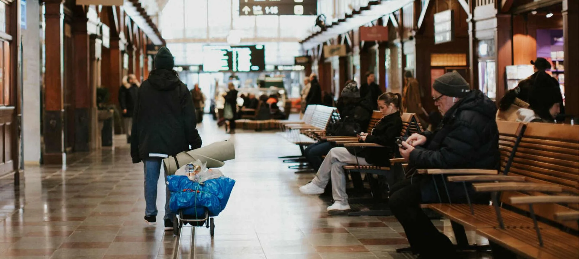Hemlös person på Göteborgs centralstation